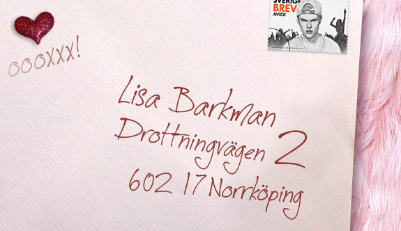 Brev med texten: Lisa Barkman, Drottningvägen 2, 602 17 Norrköping