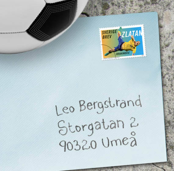 Brev med texten: Leo Bergstrand, Storgatan 2, 90320 Umeå
