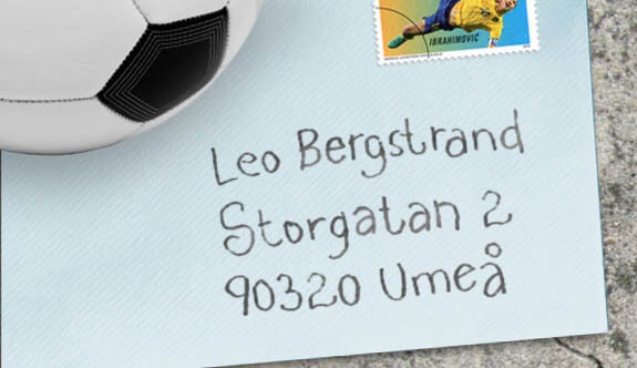 Brev med texten: Leo Bergstrand, Storgatan 2, 90320 Umeå